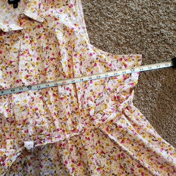 Torrid poplin collared shirt dress button up sleeveless mini floral pink 4 - Picture 7 of 7